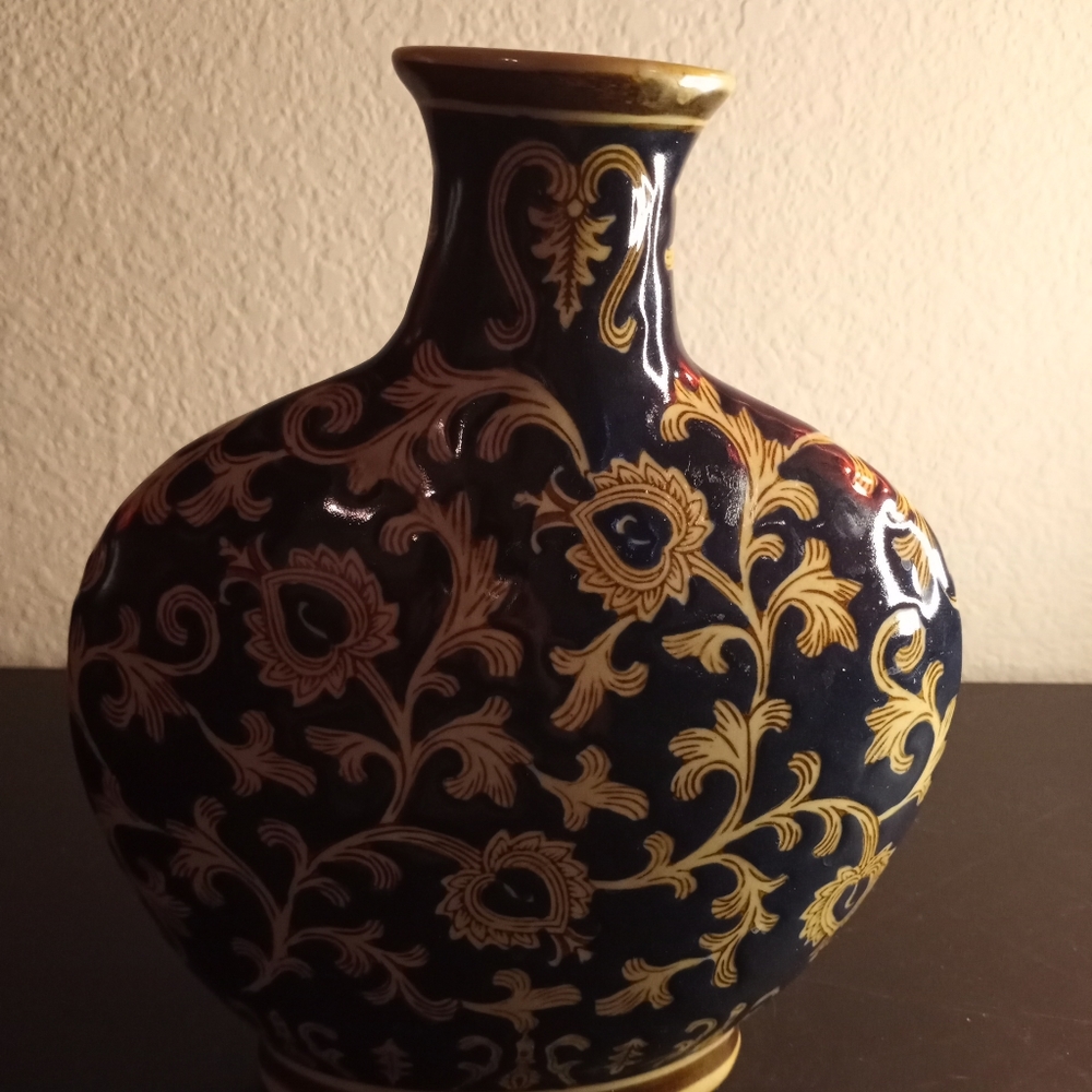 VTG Cobalt Blue 9" Moon Flask Vase